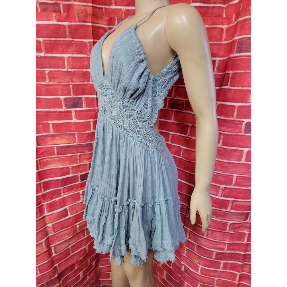 Free People 200 Degrees Women's Mini Dress Endless Summer Blue/gree XS #04 - Picture 6 of 9